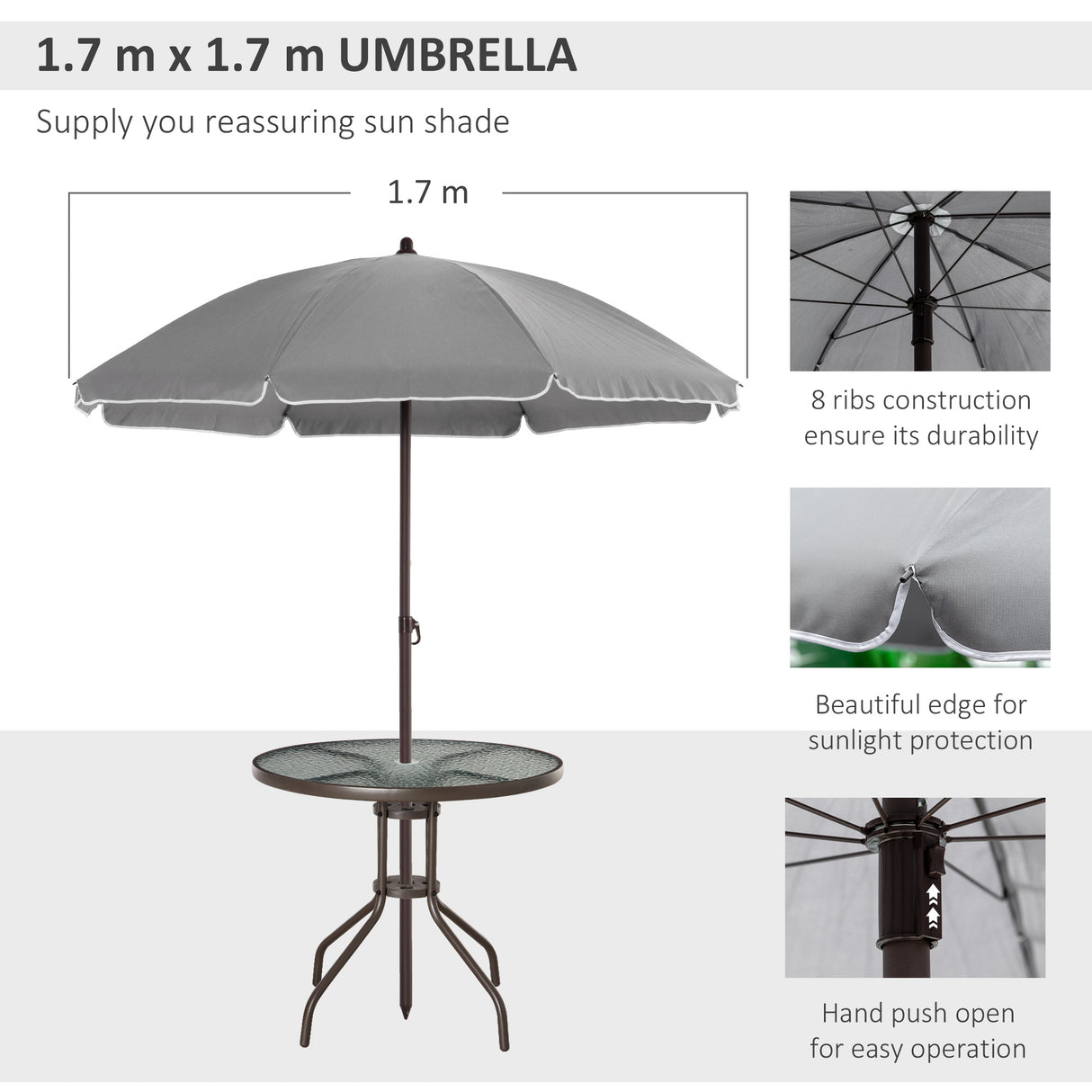 Steel 6 Pieces Patio Garden Dining Set With Folding Chairs And Parasol - Velmora