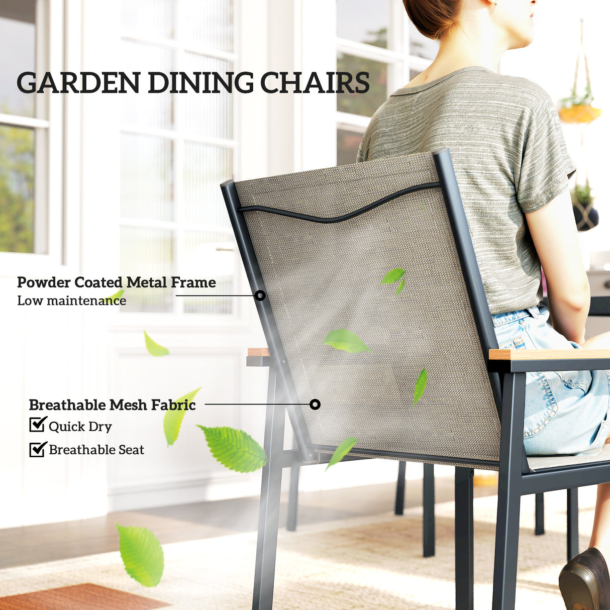 Steel 6 Seater Garden Dining Set With Glass Top Table - Velmora