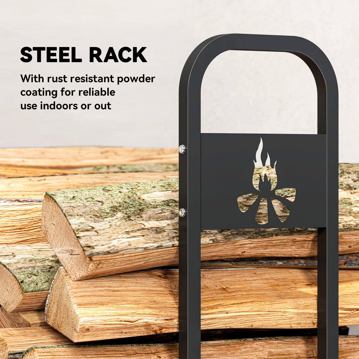 Steel 6.5 ft Firewood Storage Shelf Log Rack With 300 kg Capacity - Velmora
