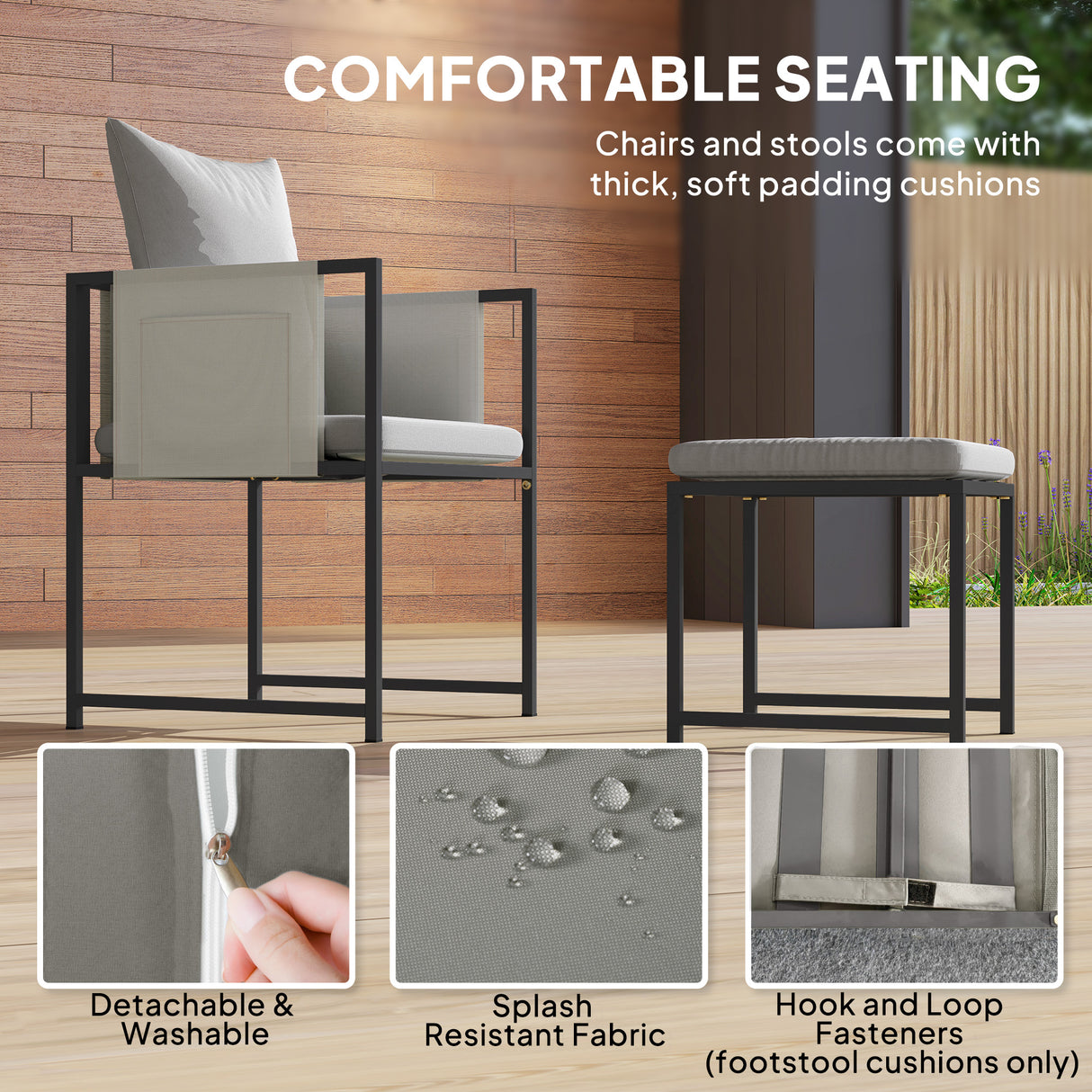 Steel 8 Seater Garden Dining Set With 4 Armchairs and 4 Stools - Velmora