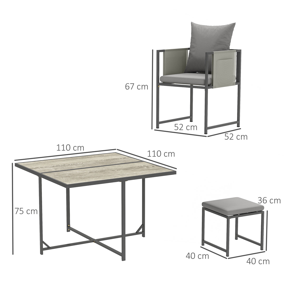 Steel 8 Seater Garden Dining Set With 4 Armchairs and 4 Stools - Velmora