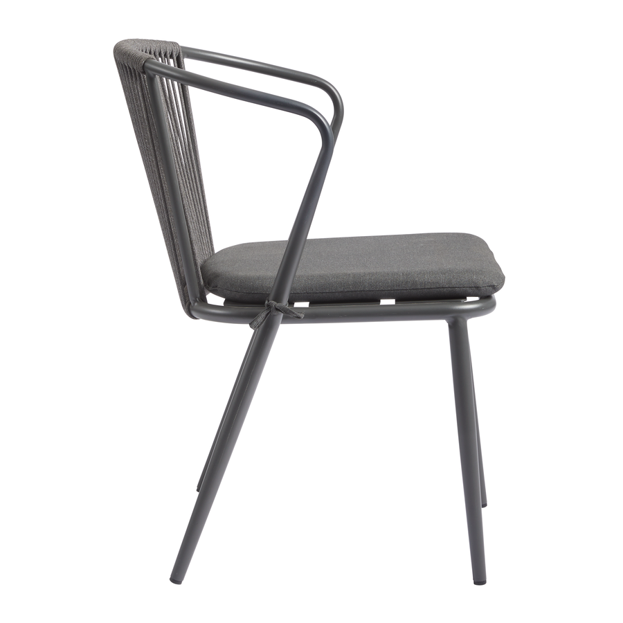 Steel Armchair With Hand-Woven Rope Backrest - Kendal