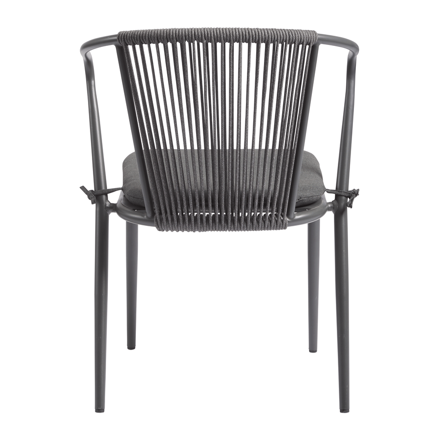 Steel Armchair With Hand-Woven Rope Backrest - Kendal