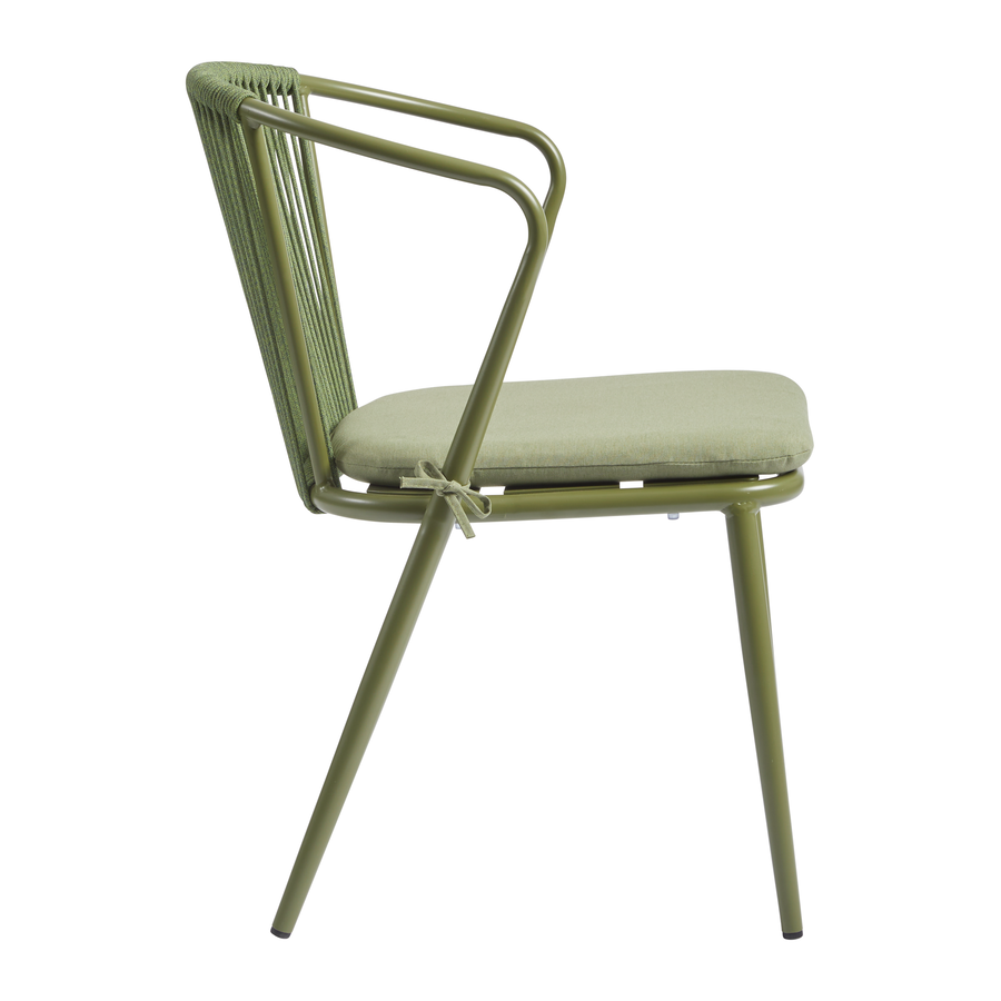 Steel Armchair With Hand-Woven Rope Backrest - Kendal