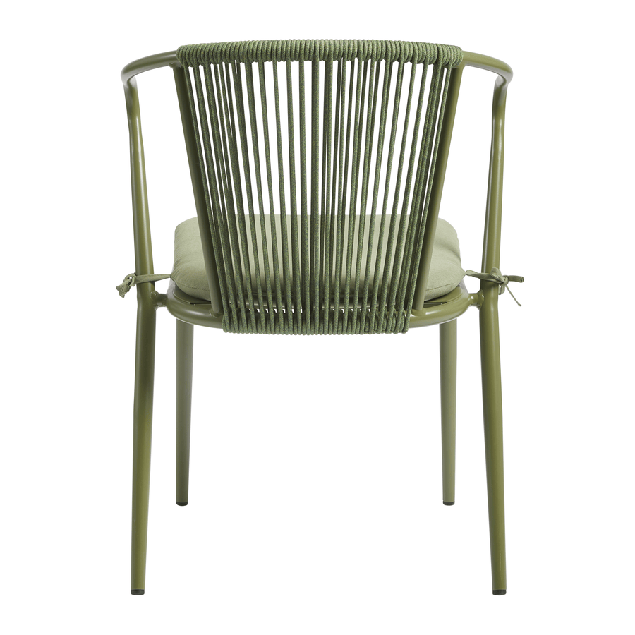 Steel Armchair With Hand-Woven Rope Backrest - Kendal