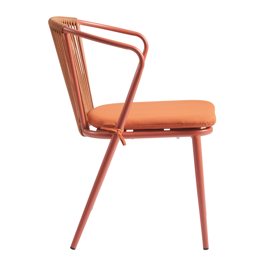 Steel Armchair With Hand-Woven Rope Backrest - Kendal
