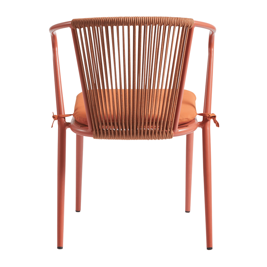 Steel Armchair With Hand-Woven Rope Backrest - Kendal