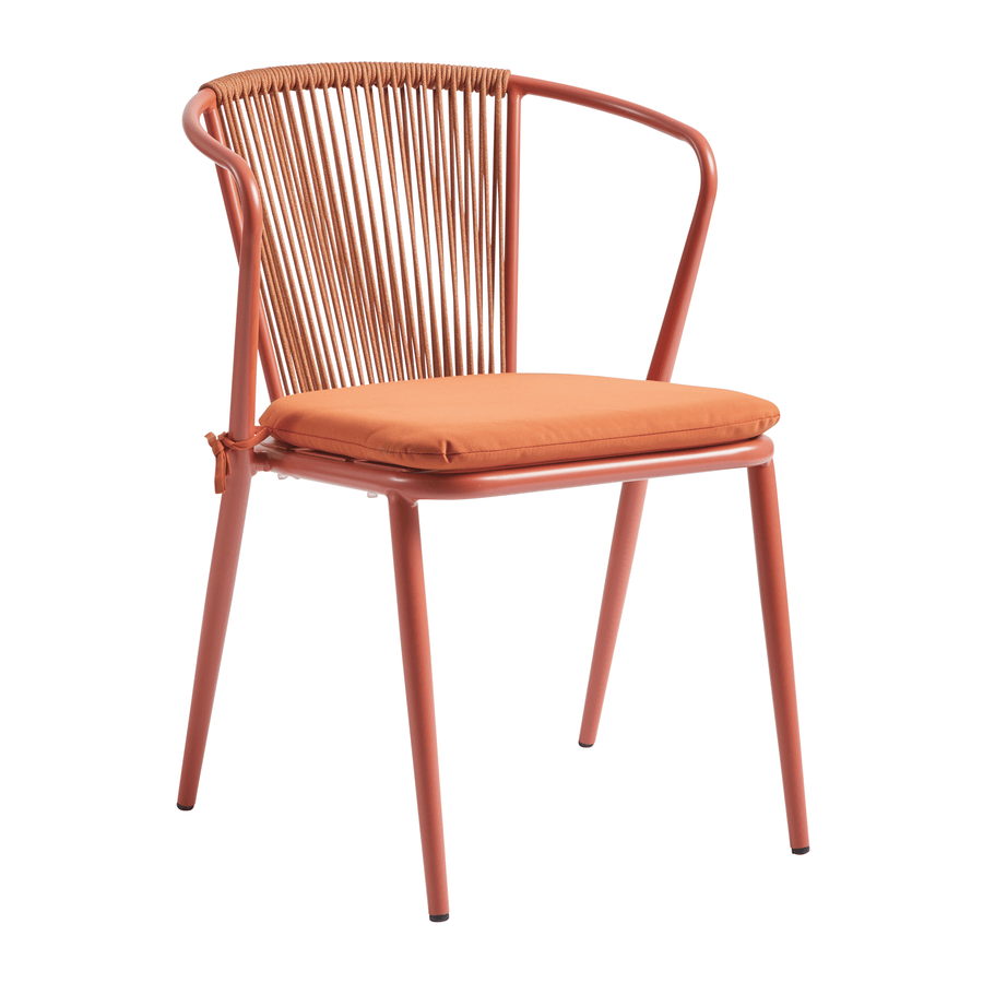 Steel Armchair With Hand-Woven Rope Backrest - Kendal