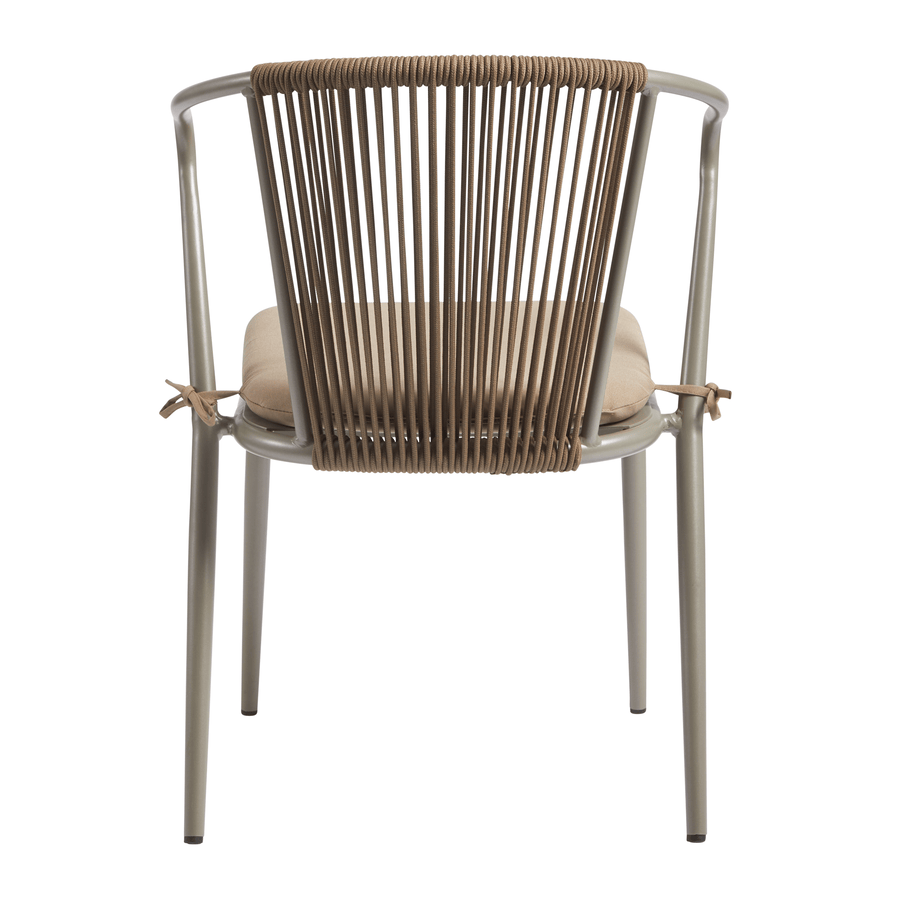 Steel Armchair With Hand-Woven Rope Backrest - Kendal