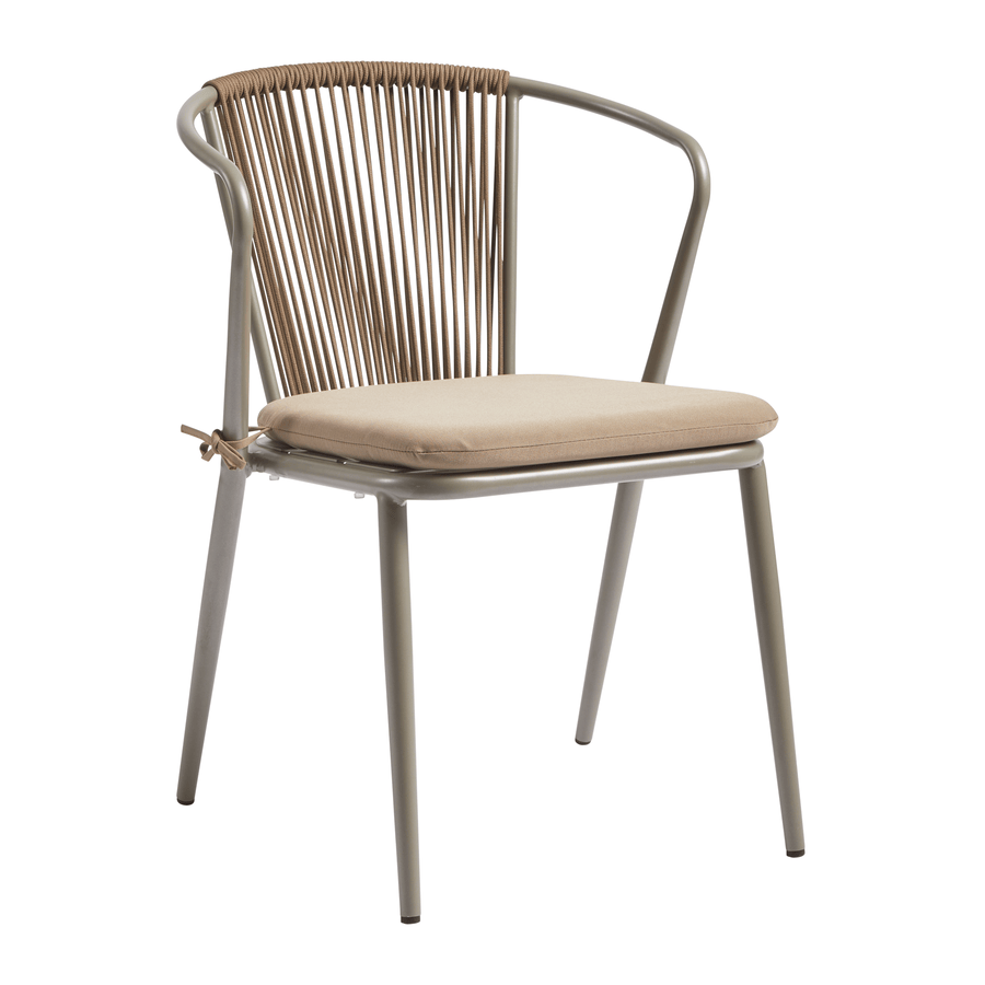 Steel Armchair With Hand-Woven Rope Backrest - Kendal