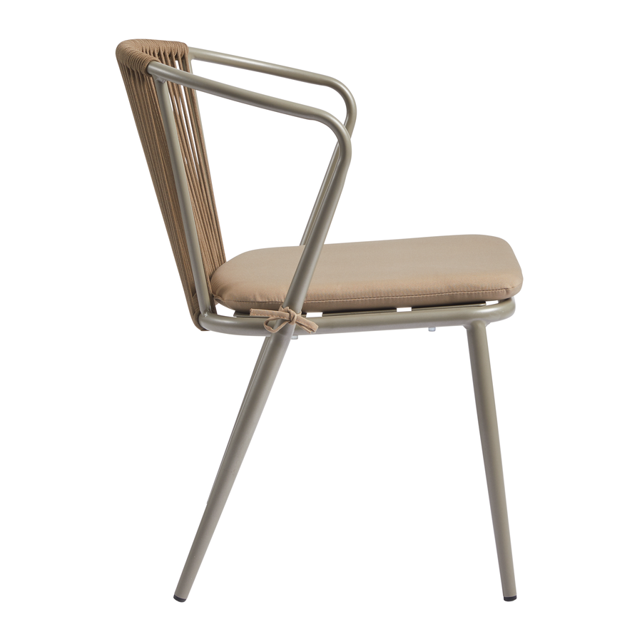 Steel Armchair With Hand-Woven Rope Backrest - Kendal