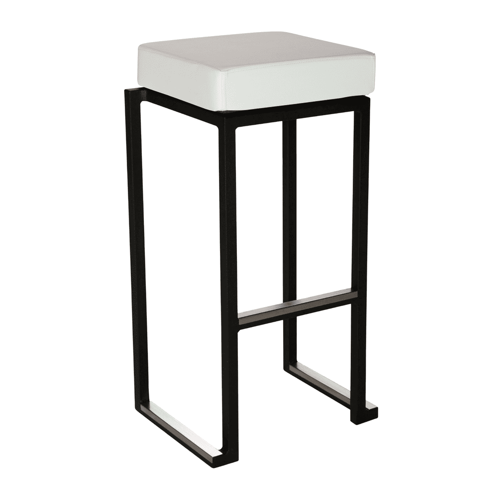 Steel Bar Stool in Black Frame With Faux Leather Seat Pad - Kubo