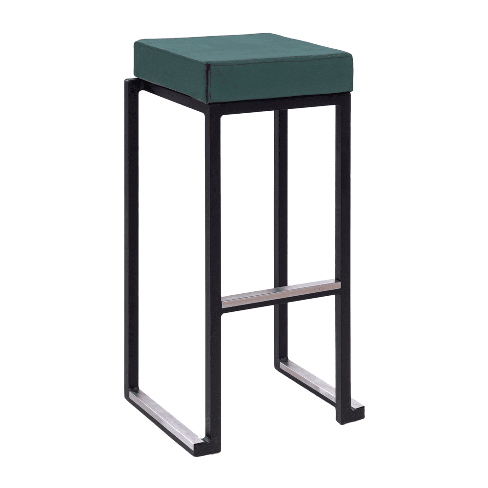 Steel Bar Stool in Black Frame With Velvet Seat Pad - Kubo