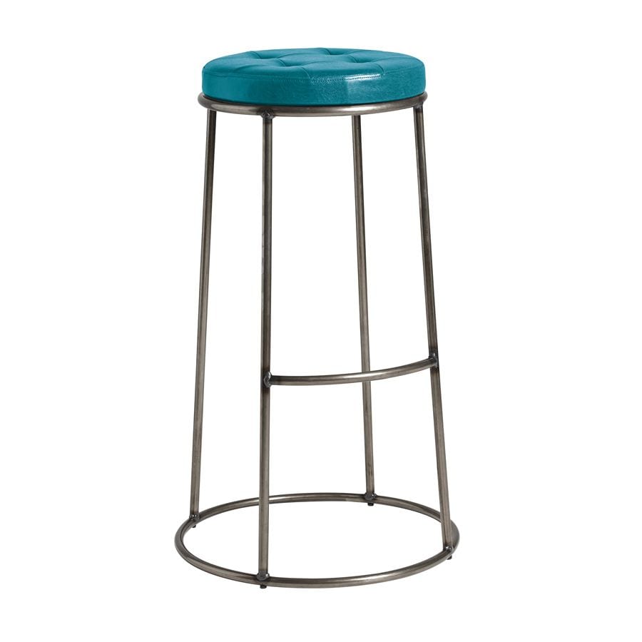 Steel Bar Stool With Faux Leather Seat Pad And Clear Metal Frame - Max