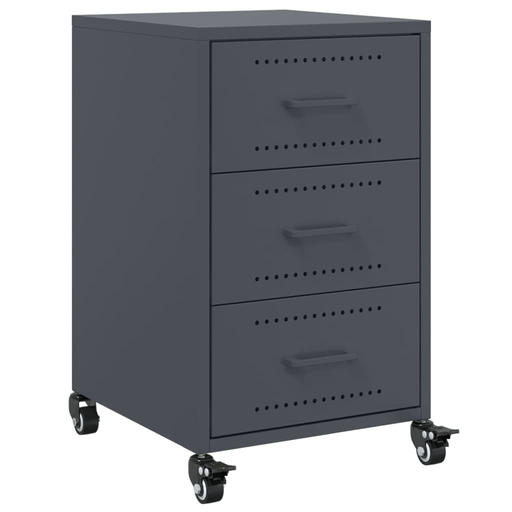 Steel Bedside Cabinet With 3 Drawers - Vantage Home