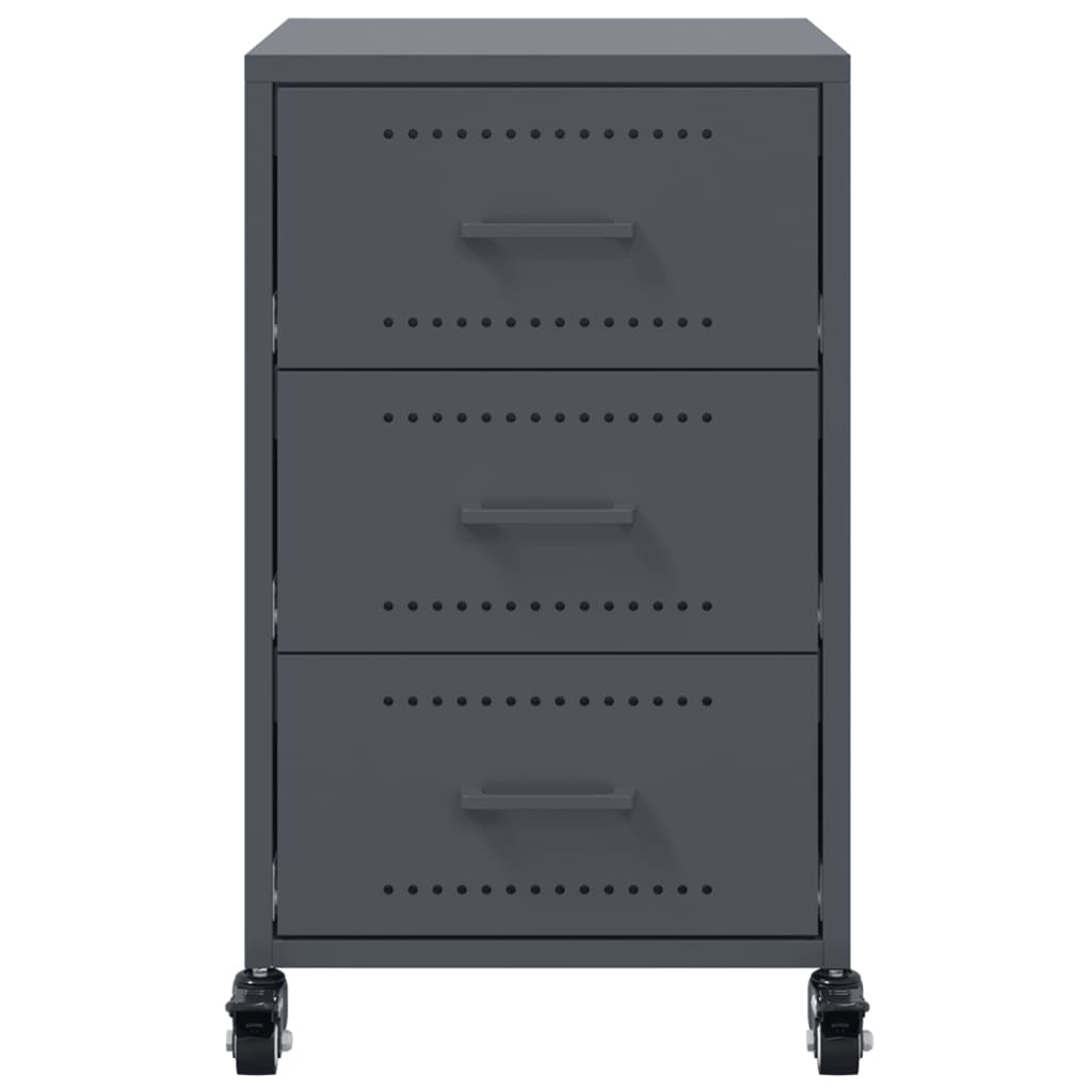 Steel Bedside Cabinet With 3 Drawers - Vantage Home