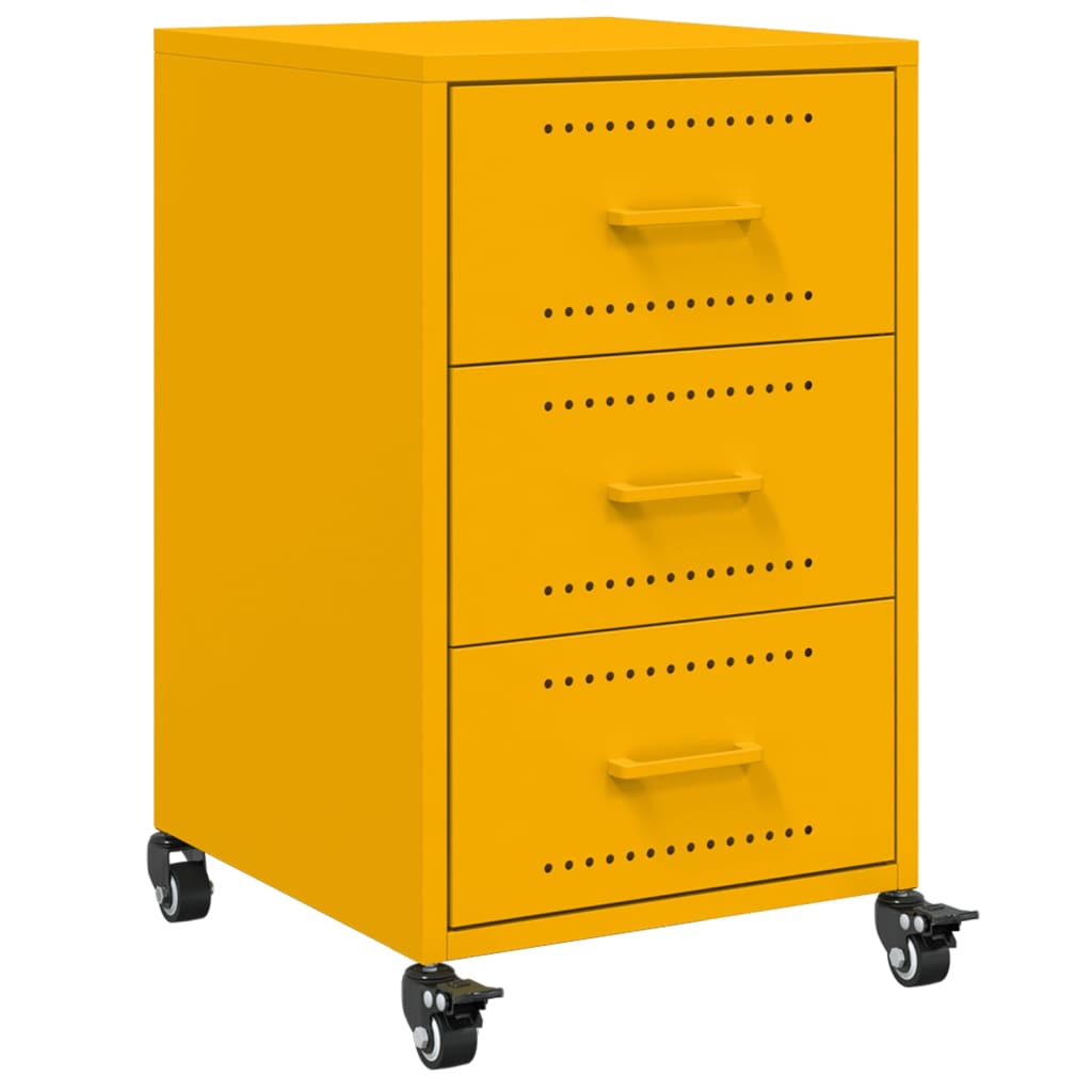 Steel Bedside Cabinet With 3 Drawers - Vantage Home