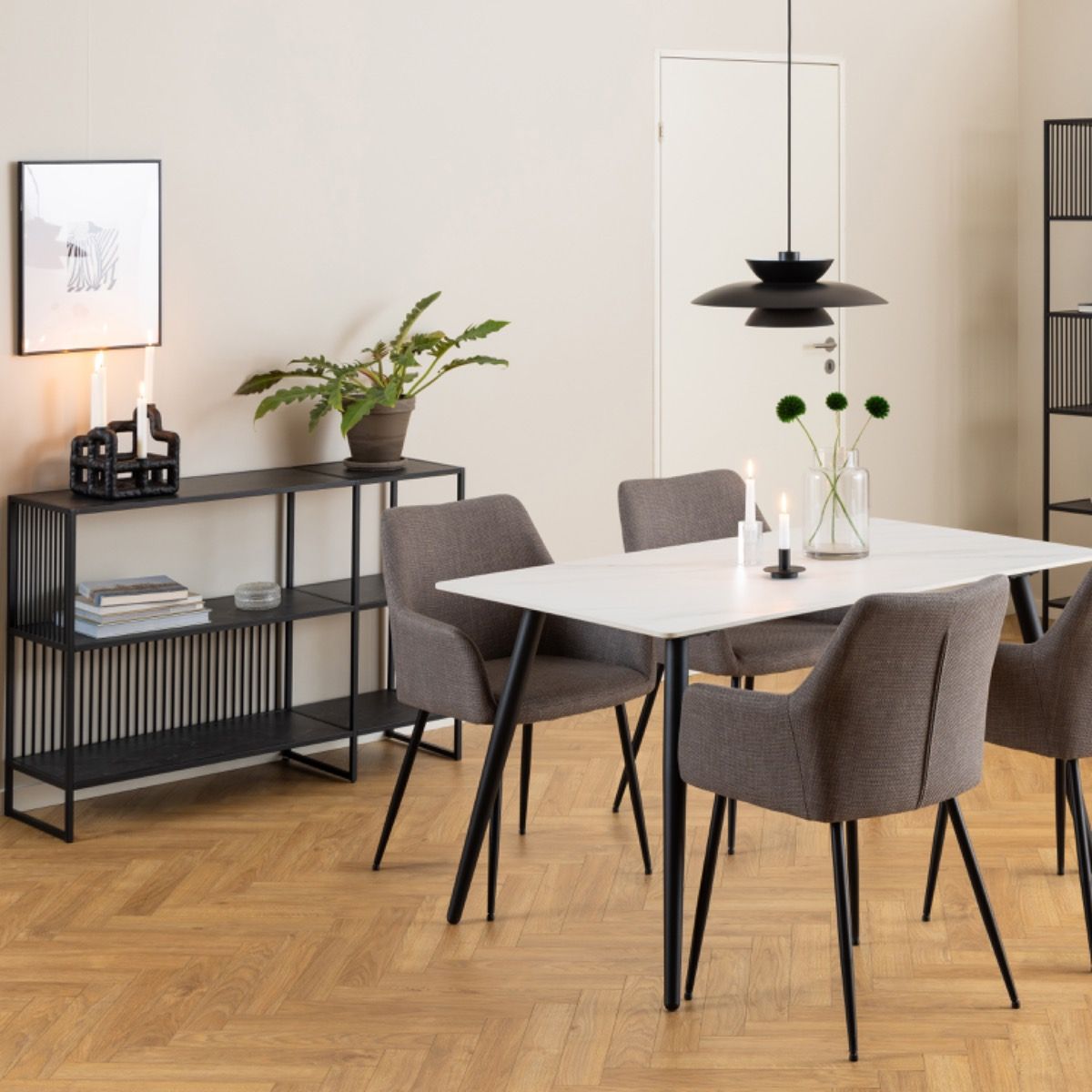 Steel Bookcase With 2 Marble Effect Wooden Shelves - Strington