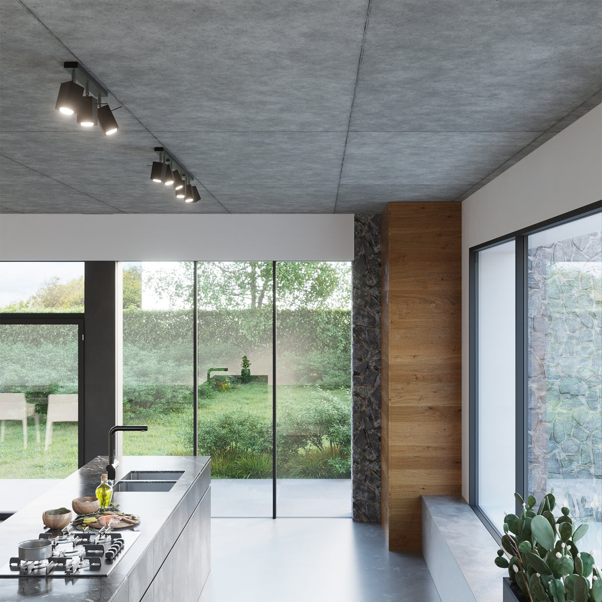 Steel Ceiling Light With 2 Merida Lamps - Bittersweet Shimmer