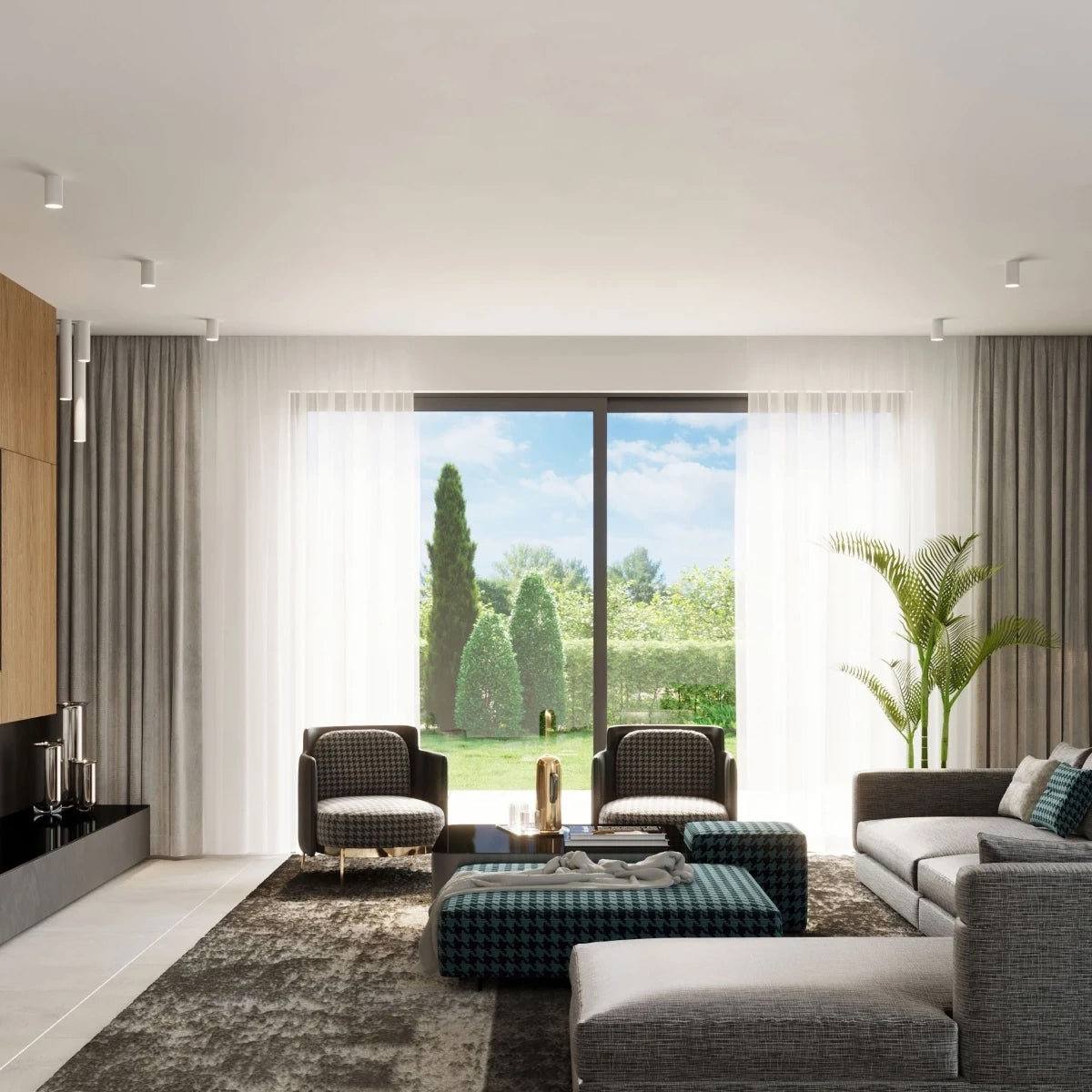 Steel Ceiling Light With Lagos 10 Lamp - Ocean Green