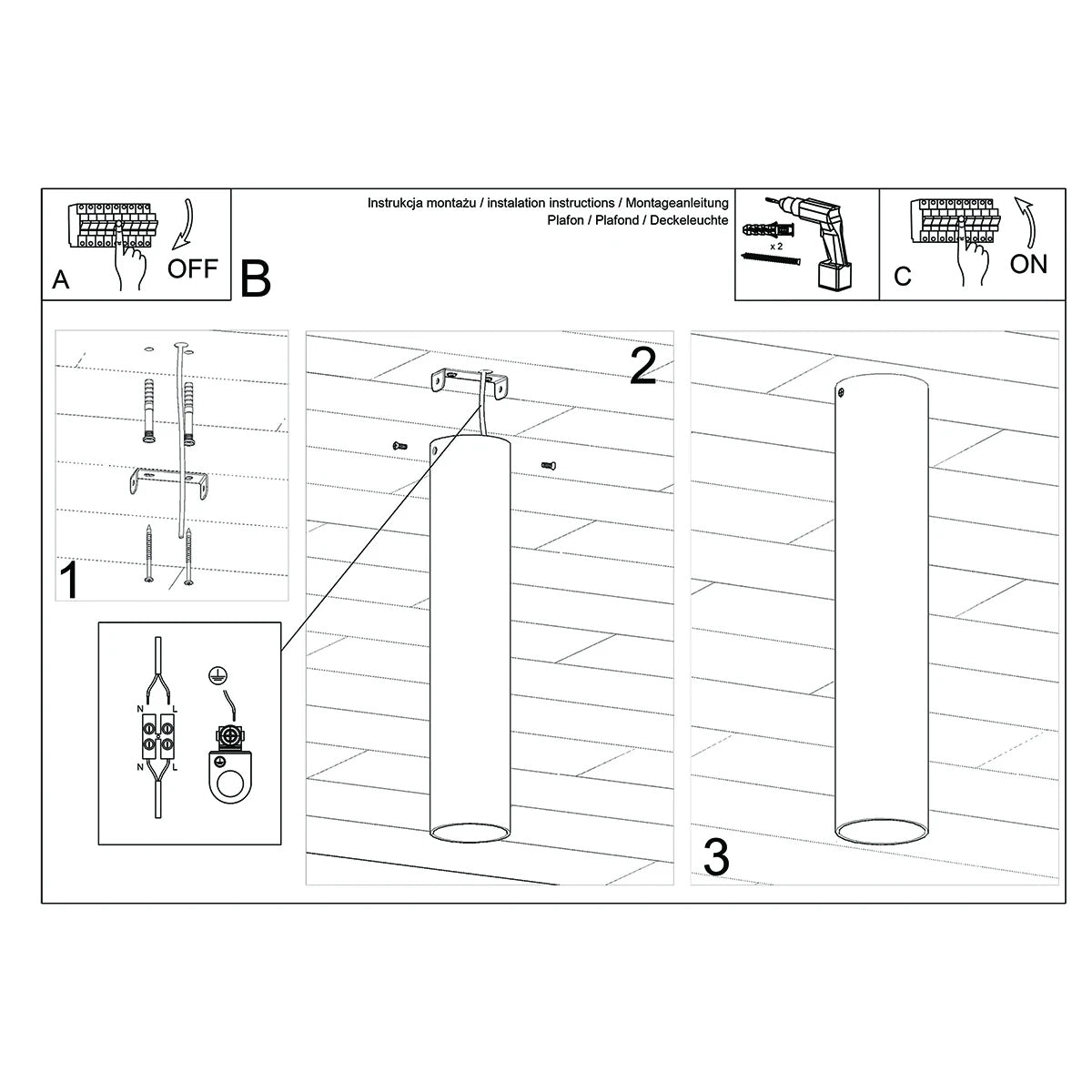 Steel Ceiling Light With Lagos 30 Lamp - Ocean Green