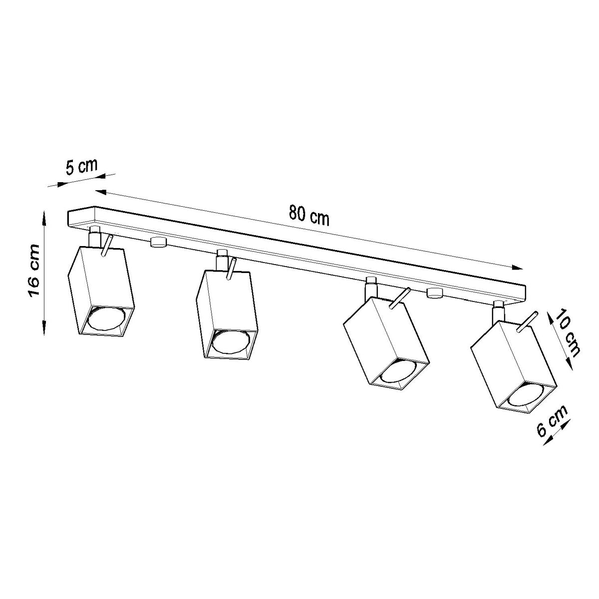 Steel Ceiling Light Rectangular With 4 Merida Lamps - Bittersweet Shimmer