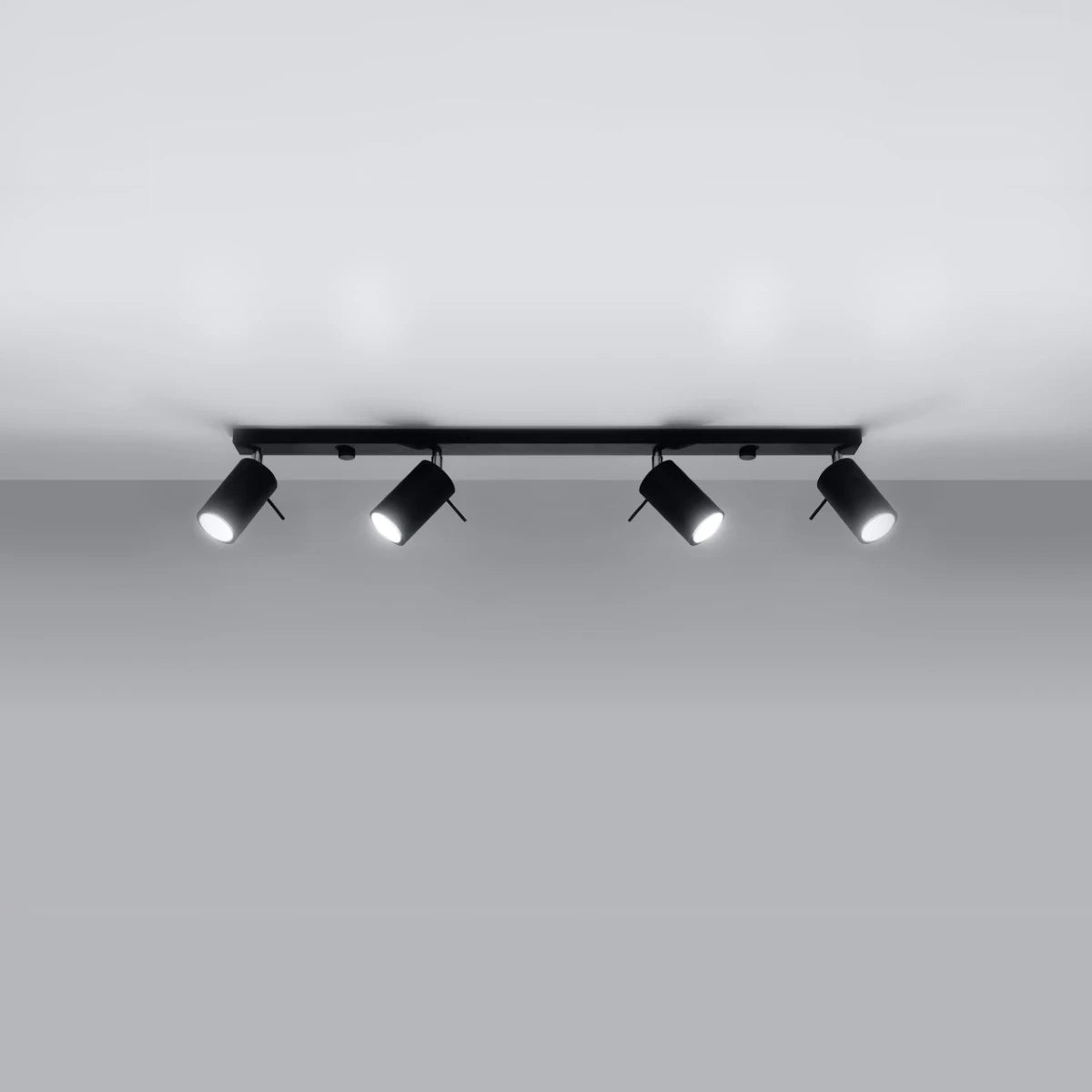 Steel Ceiling Light Rectangular With 4 Ring Lamps - Bittersweet Shimmer