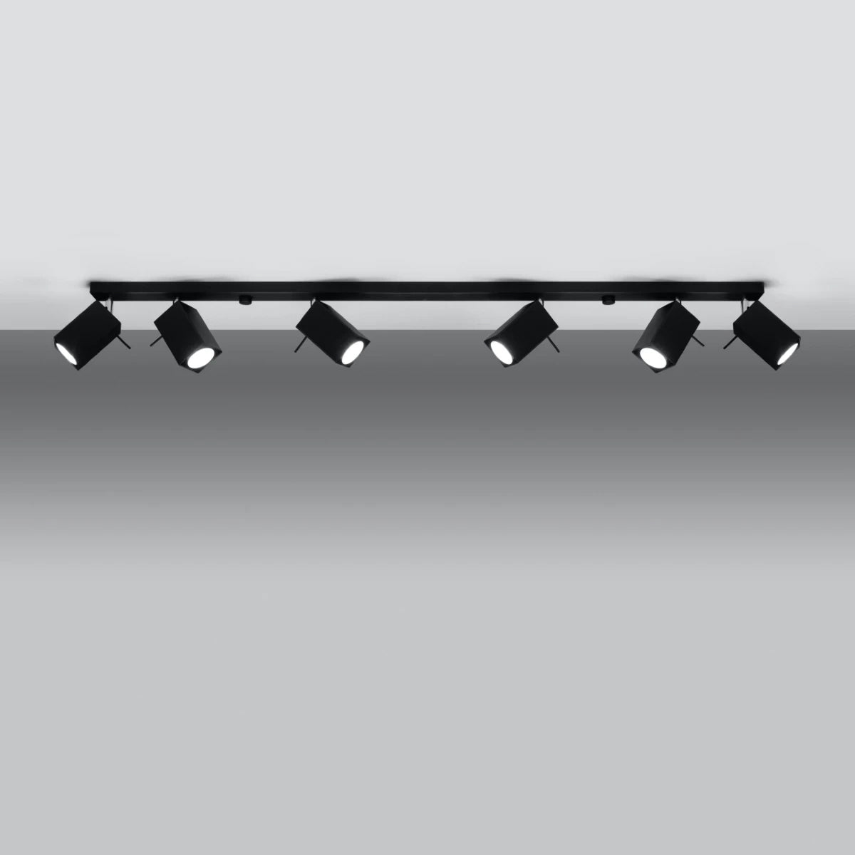 Steel Ceiling Light Rectangular With 6 Merida Lamps - Bittersweet Shimmer