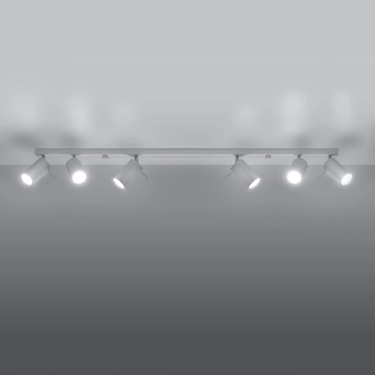 Steel Ceiling Light Rectangular With 6 Ring Lamps - Bittersweet Shimmer