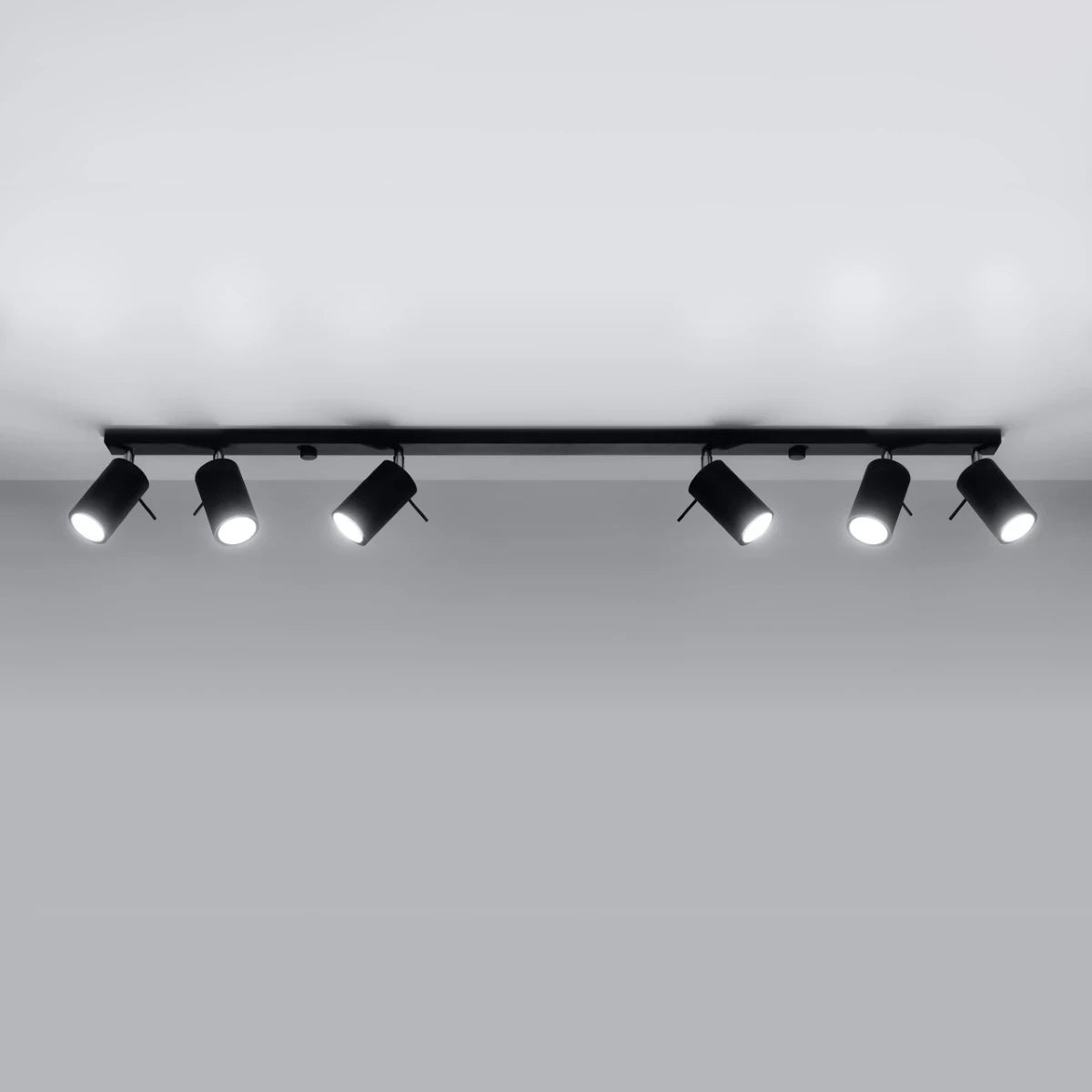 Steel Ceiling Light Rectangular With 6 Ring Lamps - Bittersweet Shimmer