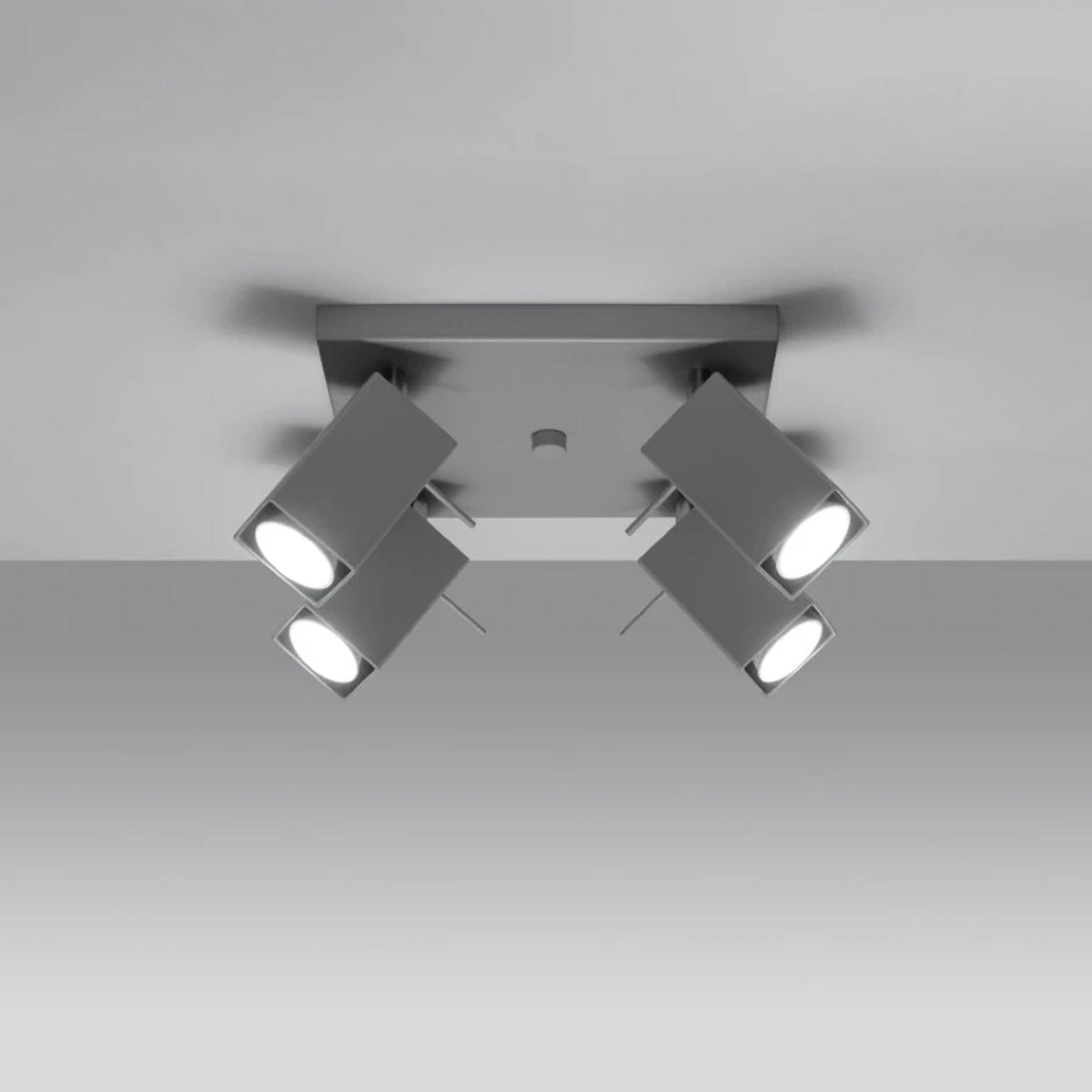 Steel Ceiling Light Square With 4 Merida Lamps - Bittersweet Shimmer