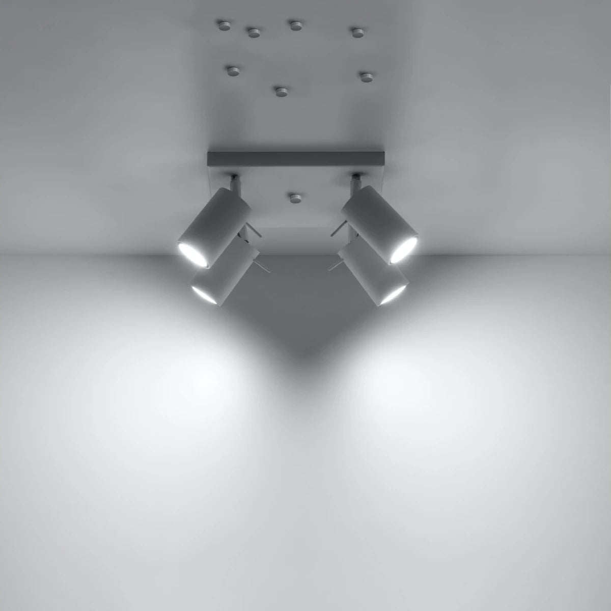 Steel Ceiling Light Square With 4 Ring Lamps - Bittersweet Shimmer