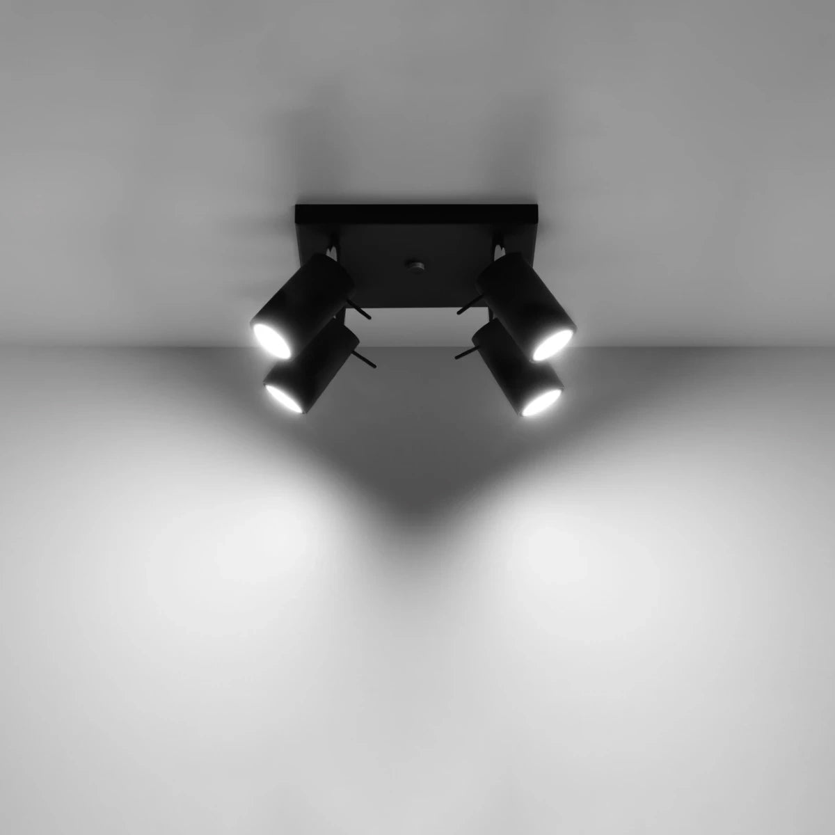 Steel Ceiling Light Square With 4 Ring Lamps - Bittersweet Shimmer