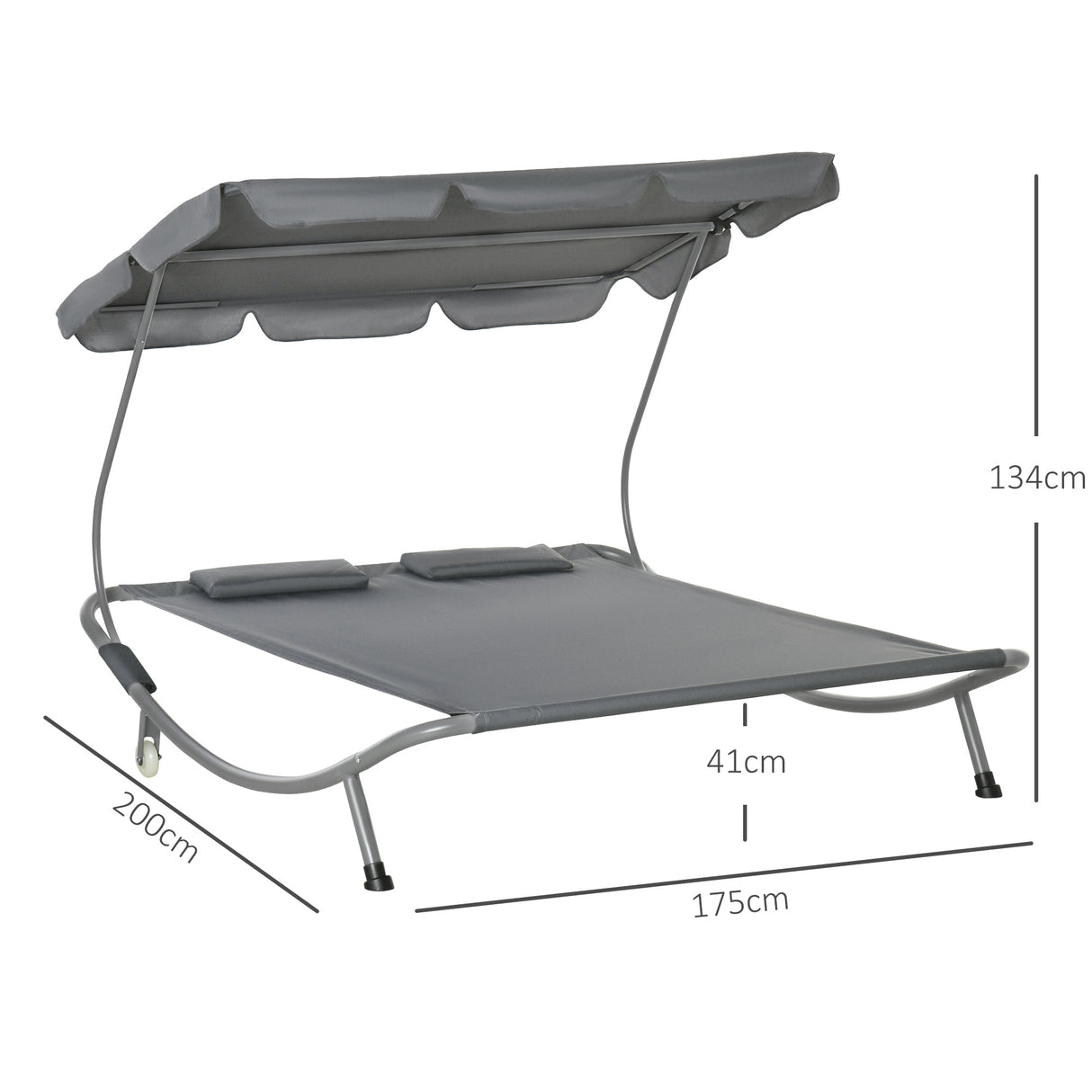 Steel Double Garden Sun Lounger With Adjustable Detachable Canopy - Velmora
