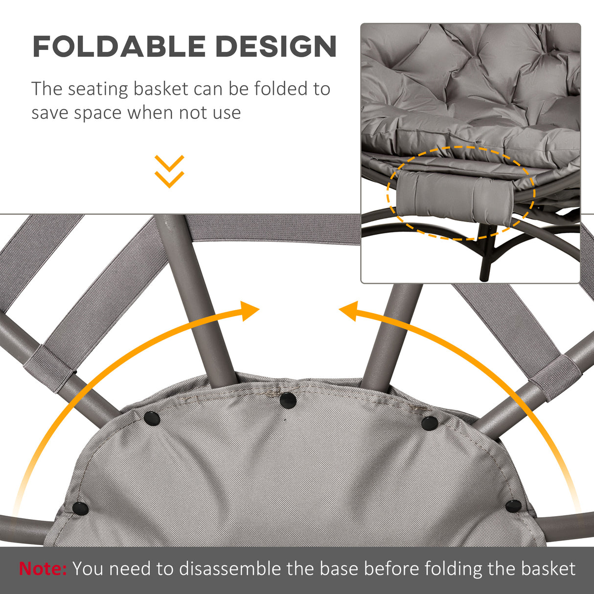 Steel Egg Chair With Cushion and Side Pocket - Velmora