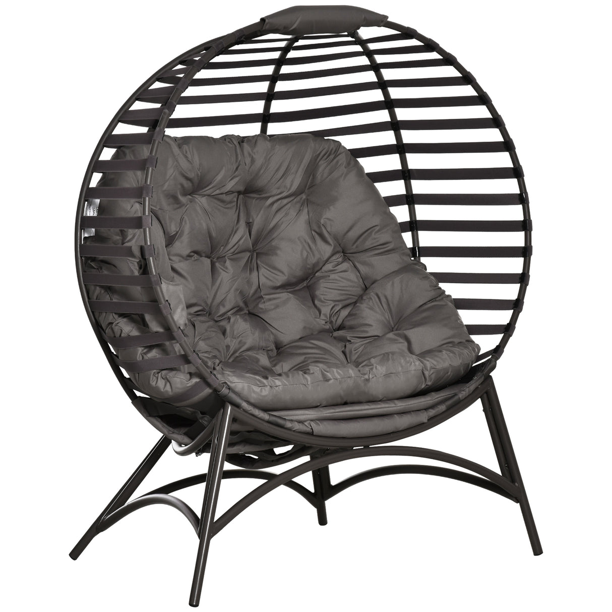 Steel Egg Chair With Cushion and Side Pocket - Velmora