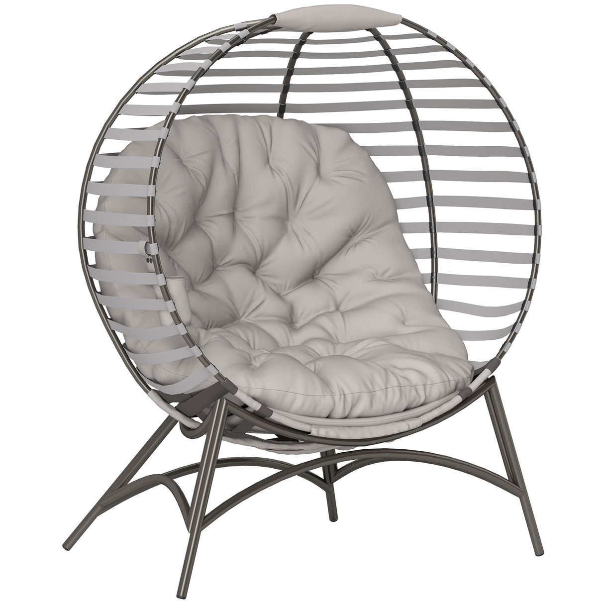 Steel Egg Chair With Cushion and Side Pocket - Velmora