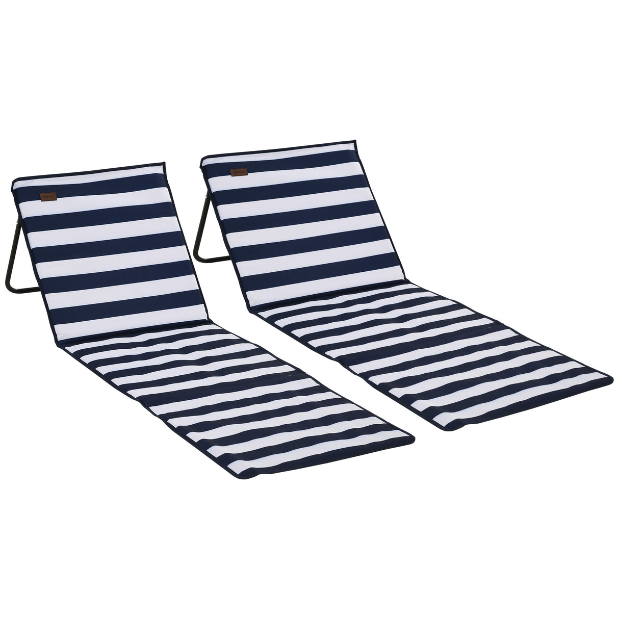 Steel Foldable Garden Beach Sun Lounger Chair Mat in Set of 2 - Velmora