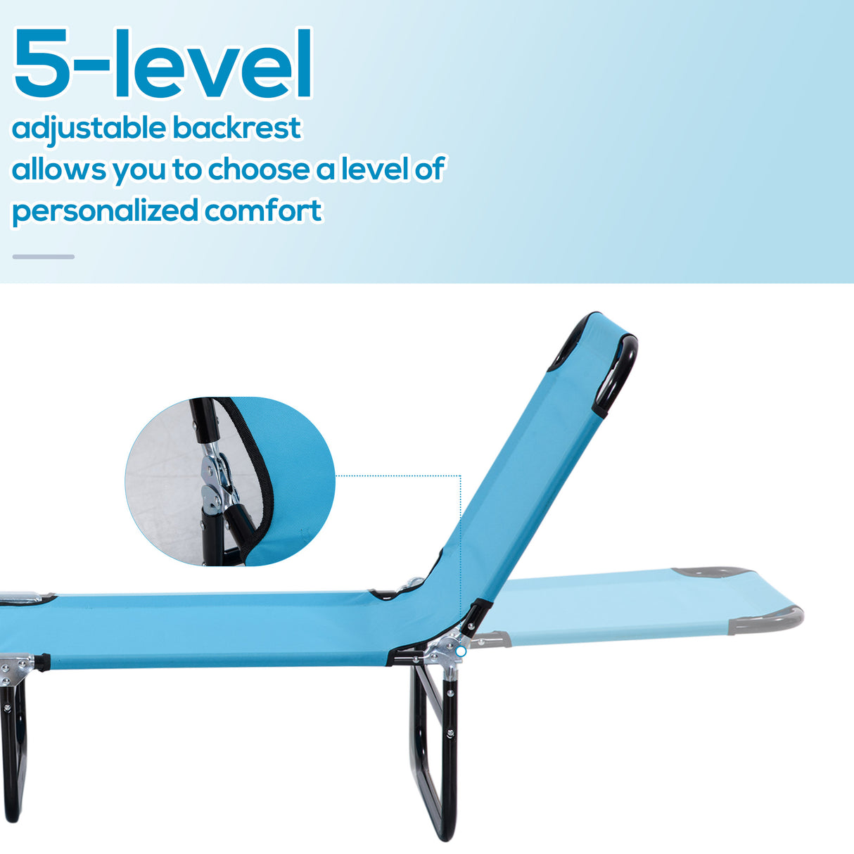 Steel Foldable Garden Sun Lounger With 5-Position Adjustable Backrest - Velmora