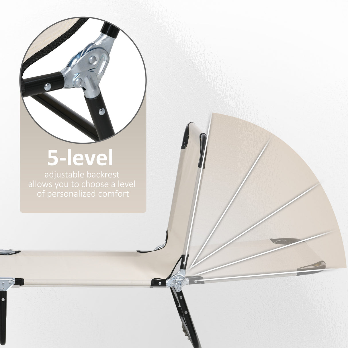 Steel Foldable Garden Sun Lounger in Set of 2 With Adjustable Backrest - Velmora
