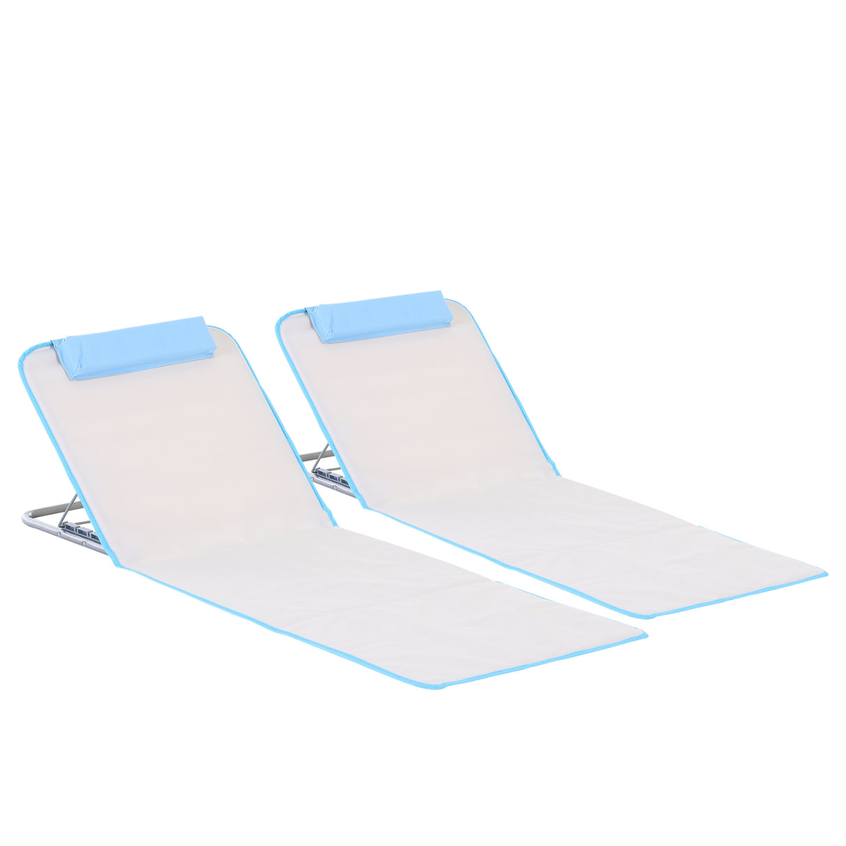 Steel Foldable Lightweight Garden Beach Sun Lounger in Set of 2 - Velmora