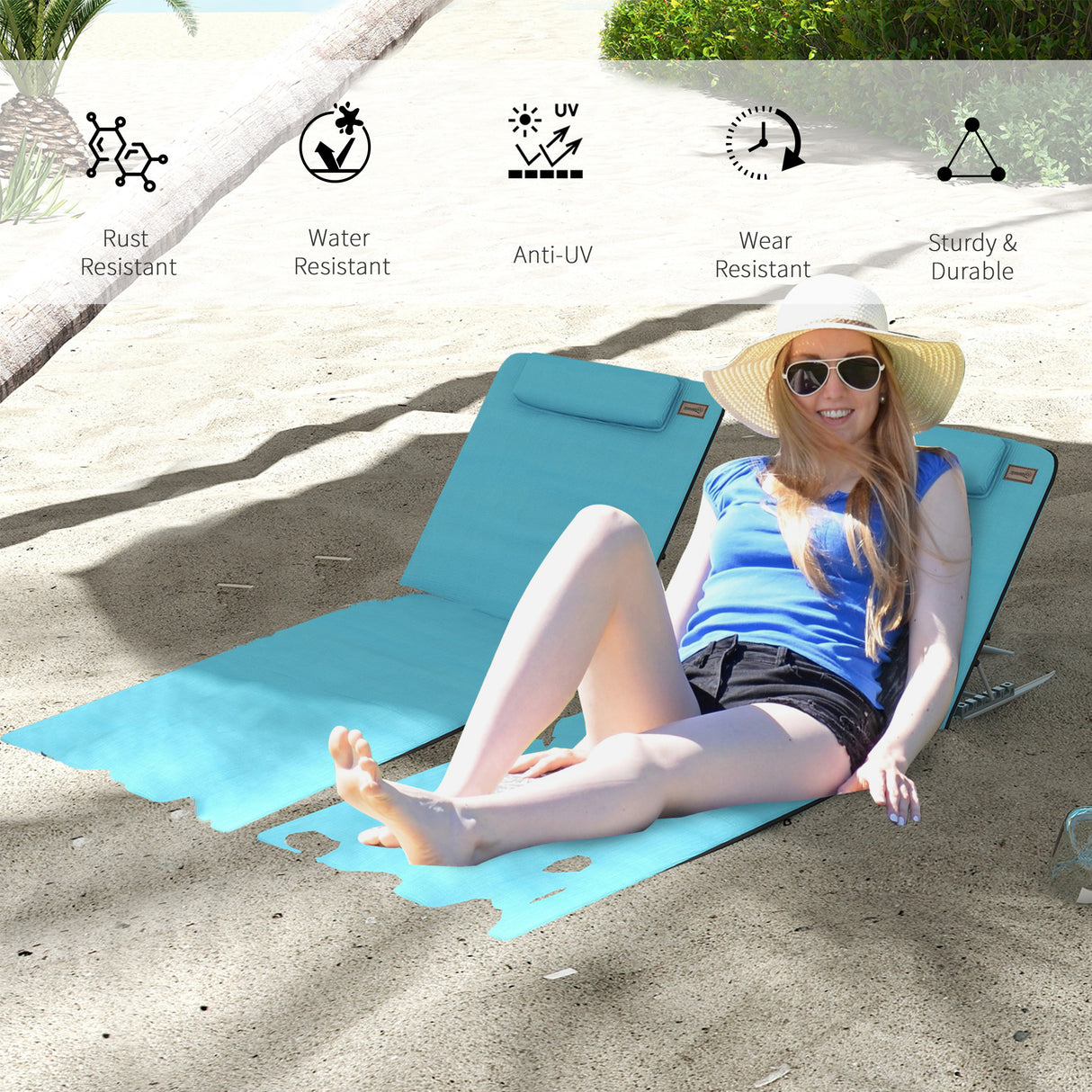 Steel Foldable Lightweight Garden Beach Sun Lounger in Set of 2 - Velmora