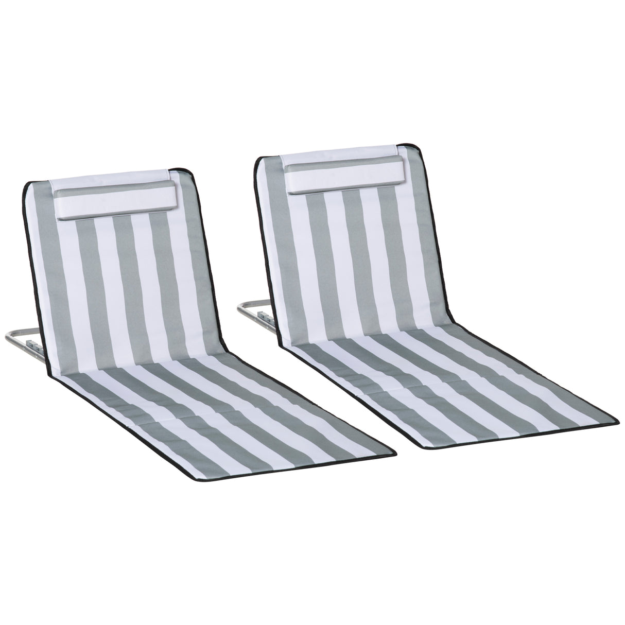 Steel Foldable Lightweight Garden Beach Sun Lounger in Set of 2 - Velmora