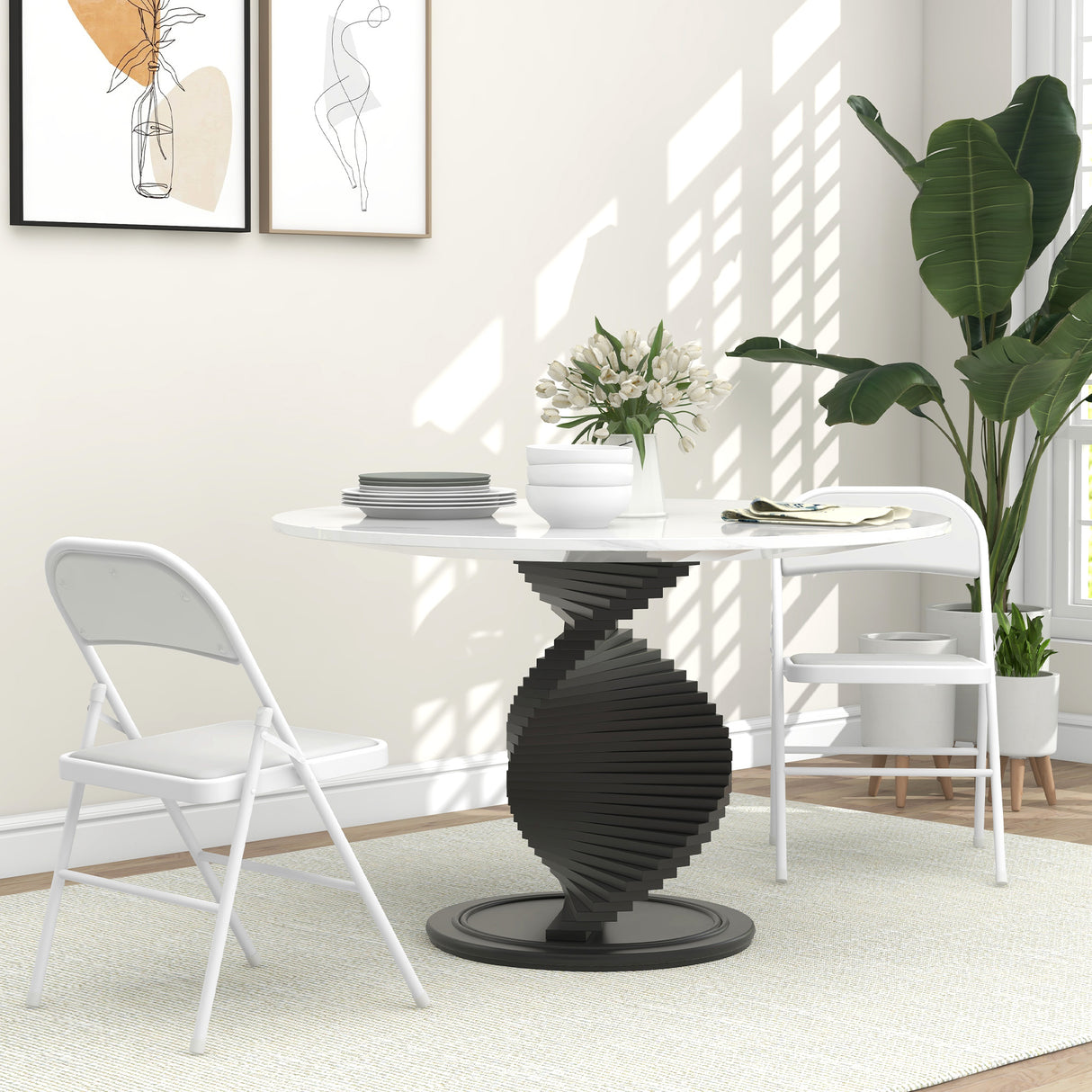 Steel Folding Dining Chairs in Set Of 4 With Faux Leather Seat - Velmora