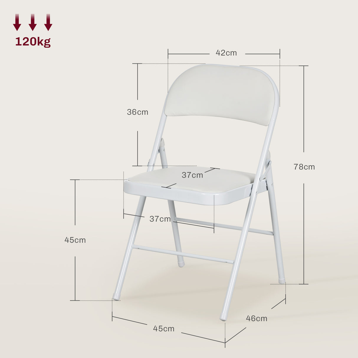 Steel Folding Dining Chairs in Set Of 4 With Faux Leather Seat - Velmora