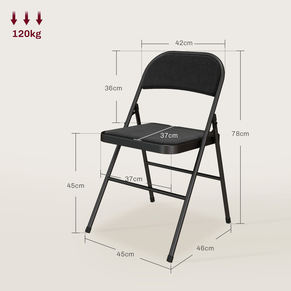 Steel Folding Dining Chairs in Set Of 4 With Linen Fabric Seat - Velmora