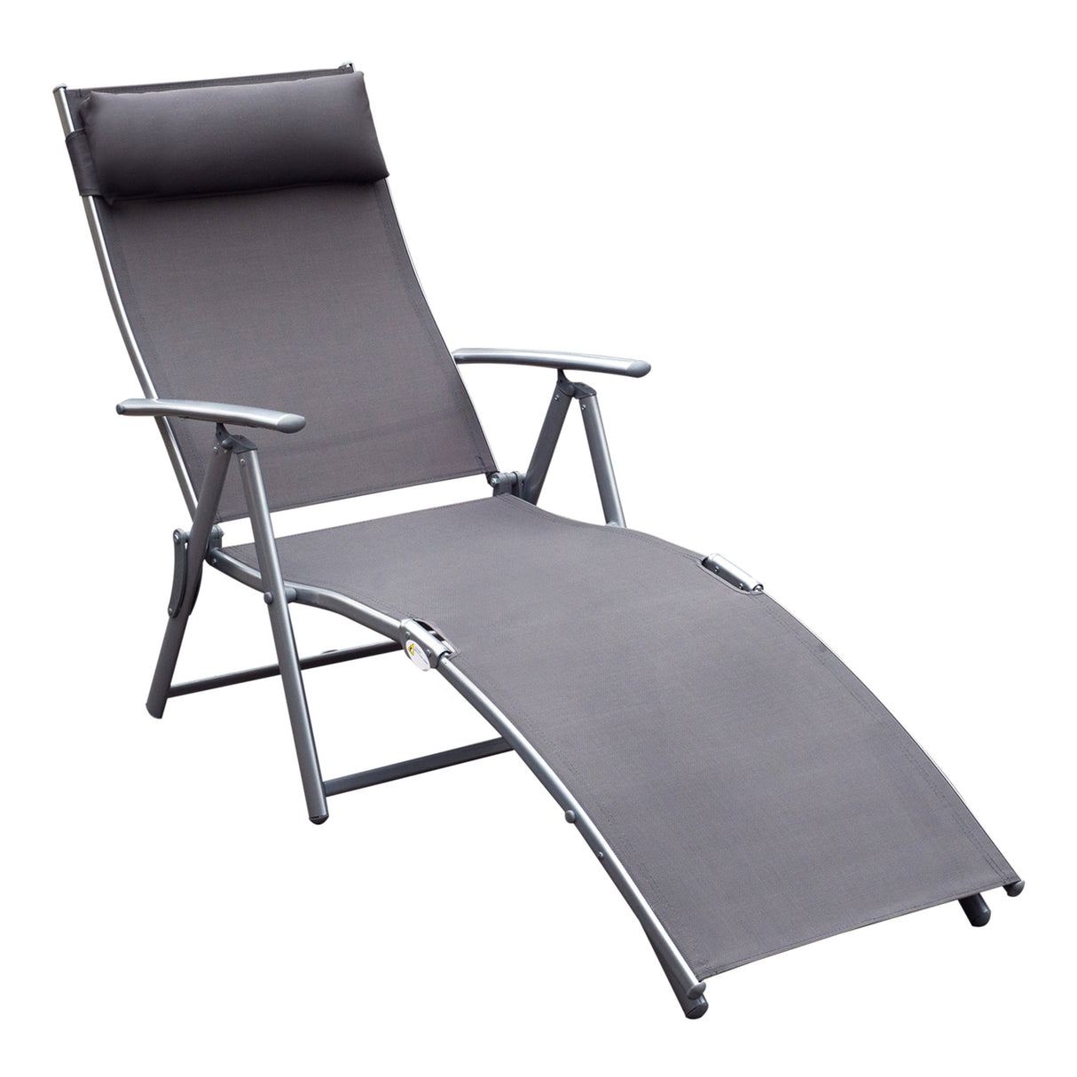 Steel Folding Recliner Chaise Garden Sun Lounger With 7 Levels Adjustable Backrest - Velmora