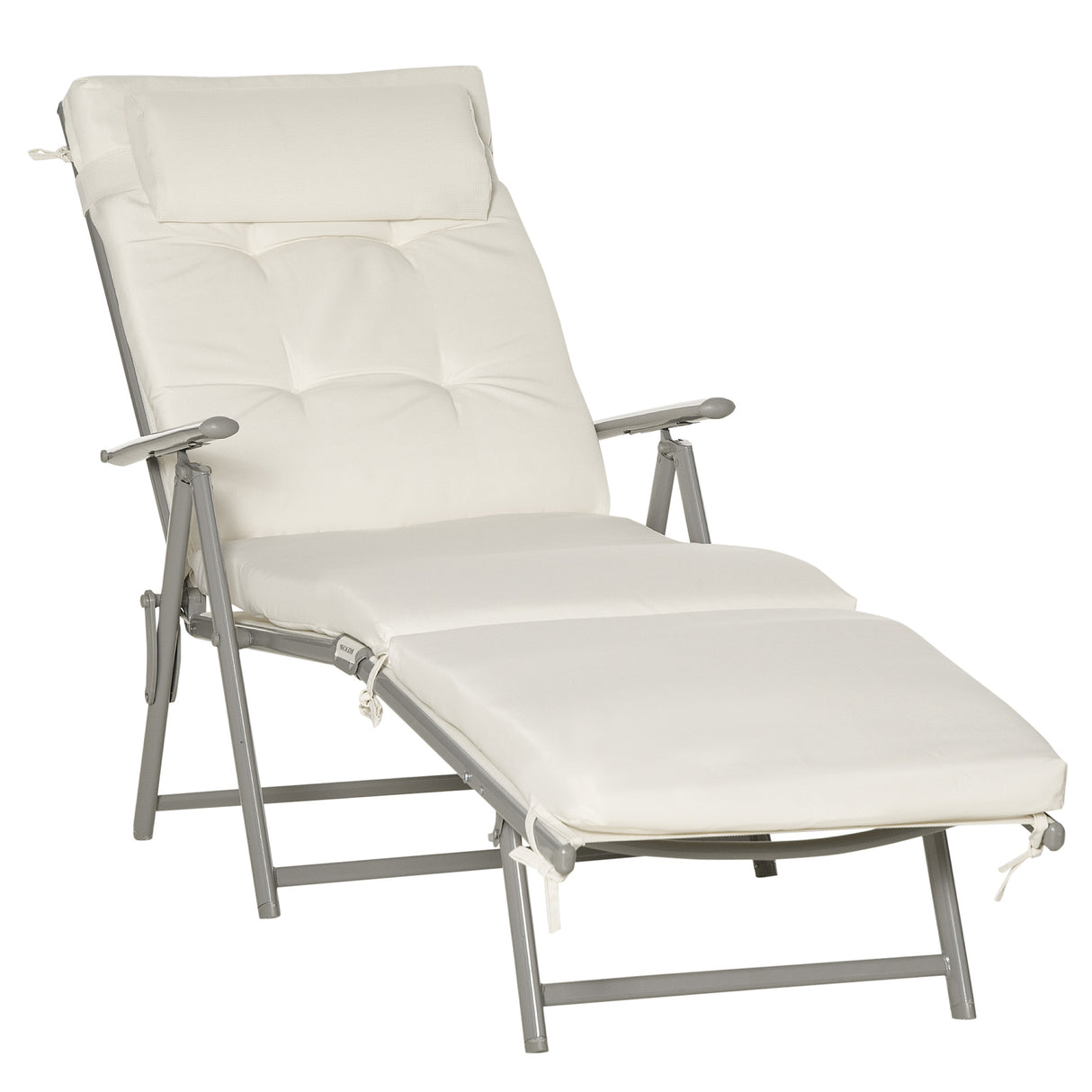 Steel Folding Recliner Chaise Garden Sun Lounger With 7 Levels Adjustable Backrest - Velmora