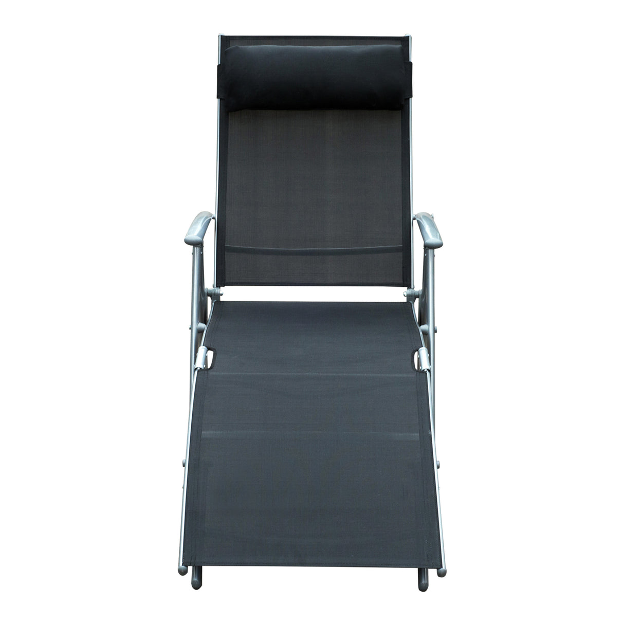 Steel Folding Recliner Garden Sun Lounger With 7 Levels Adjustable Backrest - Velmora