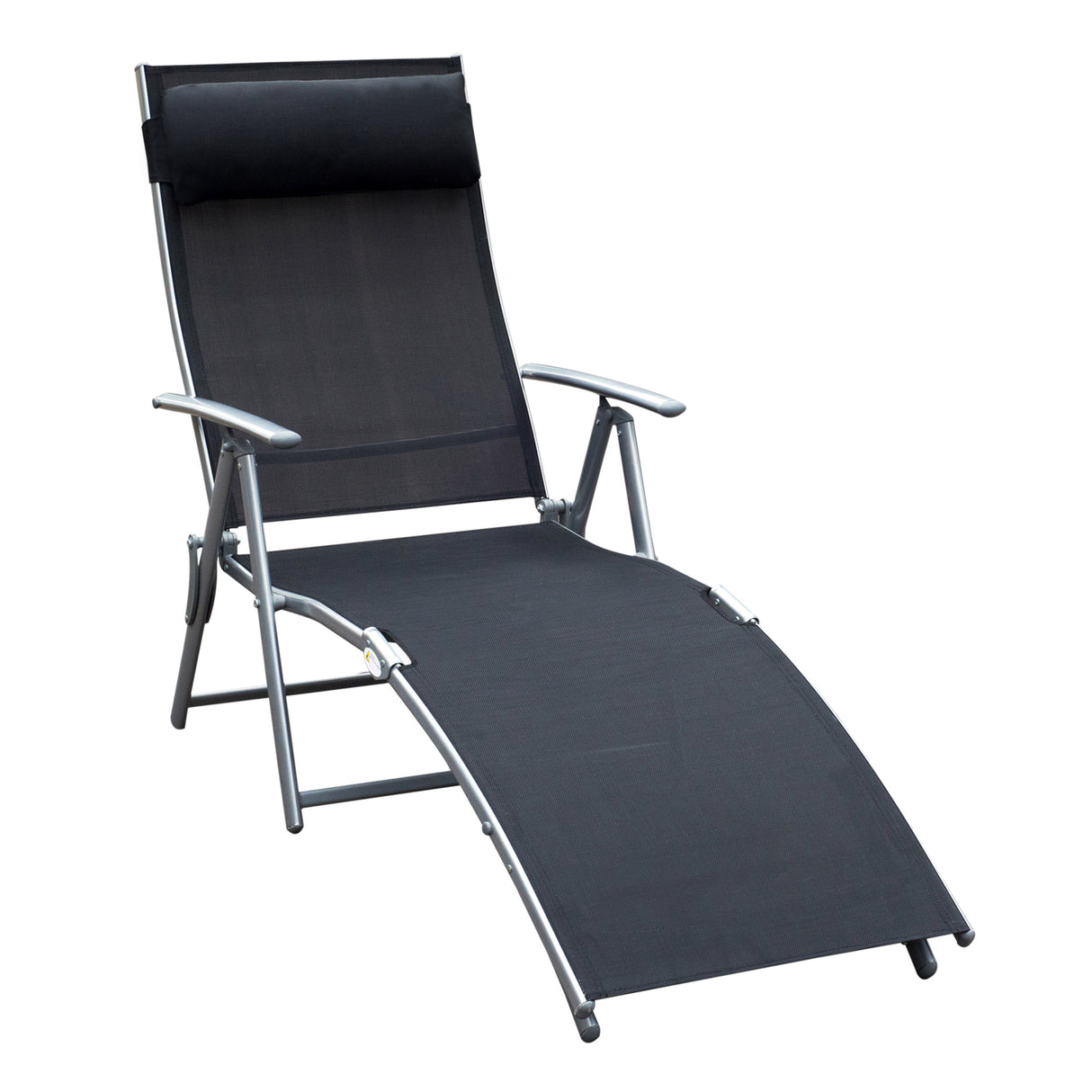 Steel Folding Recliner Garden Sun Lounger With 7 Levels Adjustable Backrest - Velmora